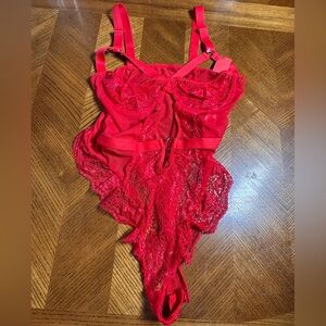 Woman Sexy Lingerie bodysuit set red SZ XL
